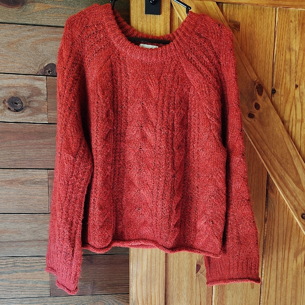 Universal Thread Red Crew Neck Cable Knit Sweater - image 1